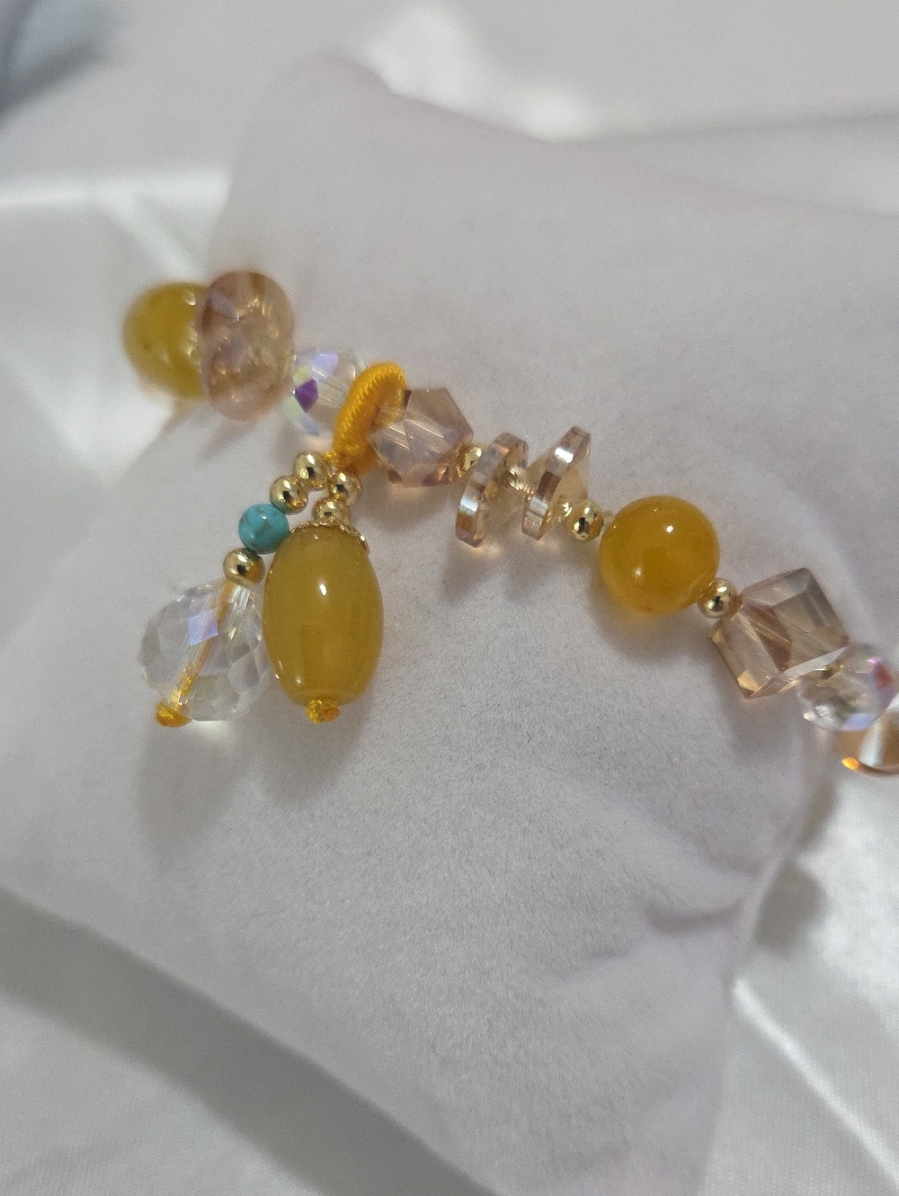 Handcrafted Yellow Crystal Beaded Bracelet - Women Jewelry
